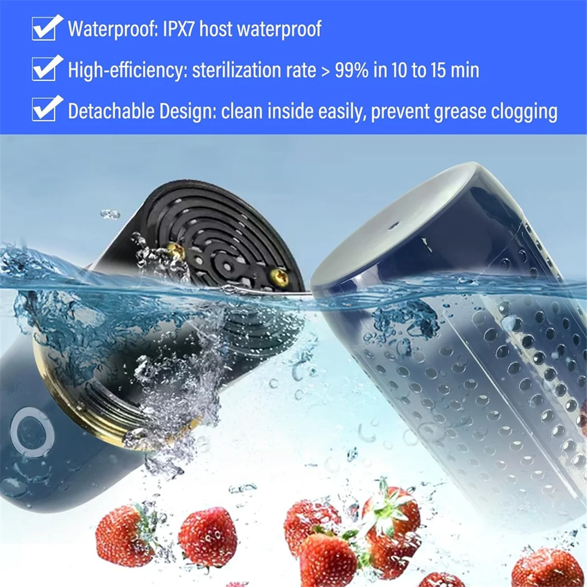 ABXHH Fruit Vegetable Washing Machine,Rechargeable Cleaning Machine for Vegetables and Fruits,Portable Mini Food Cleaner Blue