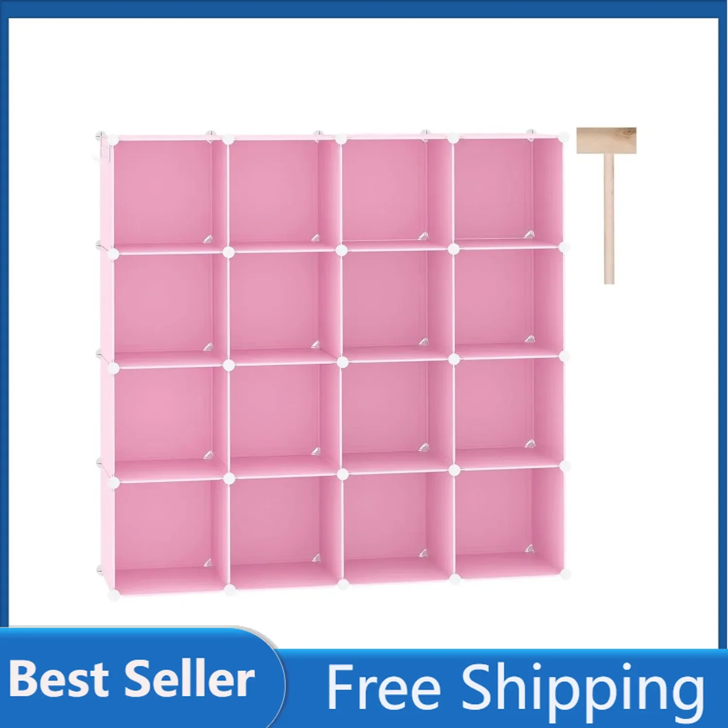 Cube Storage Organizer 16-Cube Shelves Units Closet Cabinet DIY Plastic Modular Book Shelf Ideal for Bedroom