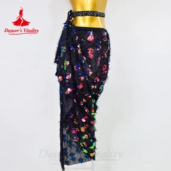 Belly Dance Costume Skirt for Women Bingbing Sequins Mesh Performance Clothing Skirts Adult Bellydancing Wear Hip Scarf