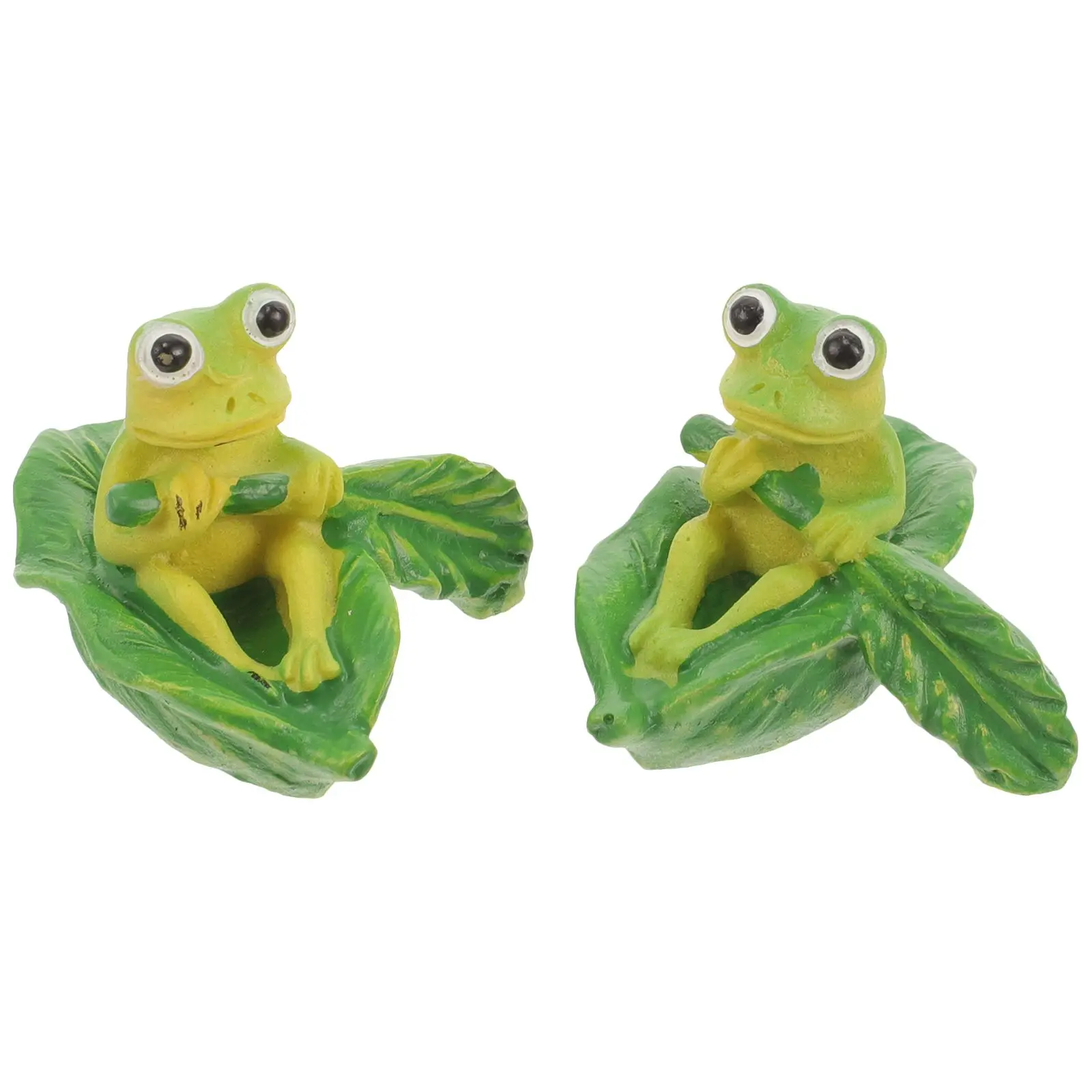 

2 Pcs Decorations Frog Ornaments Crafts Model Aquarium Sculptures Green Decorative Statue