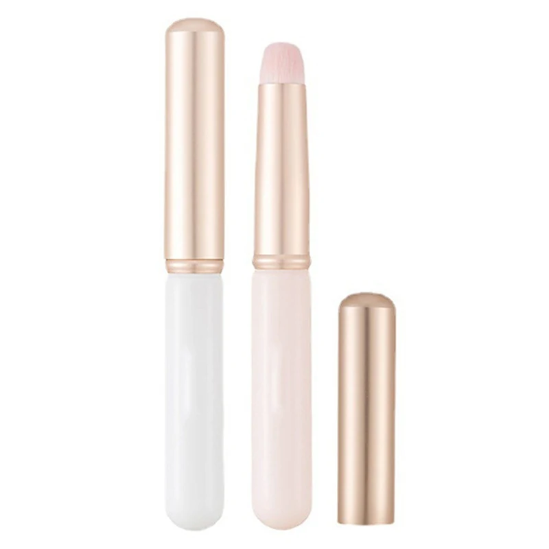 Draagbare Ronde Hoofd Mini Lip Borstel Draagdeksel Lippenstift Borstel Concealer Borstel Meisje Lipgloss Make-Up Borstel