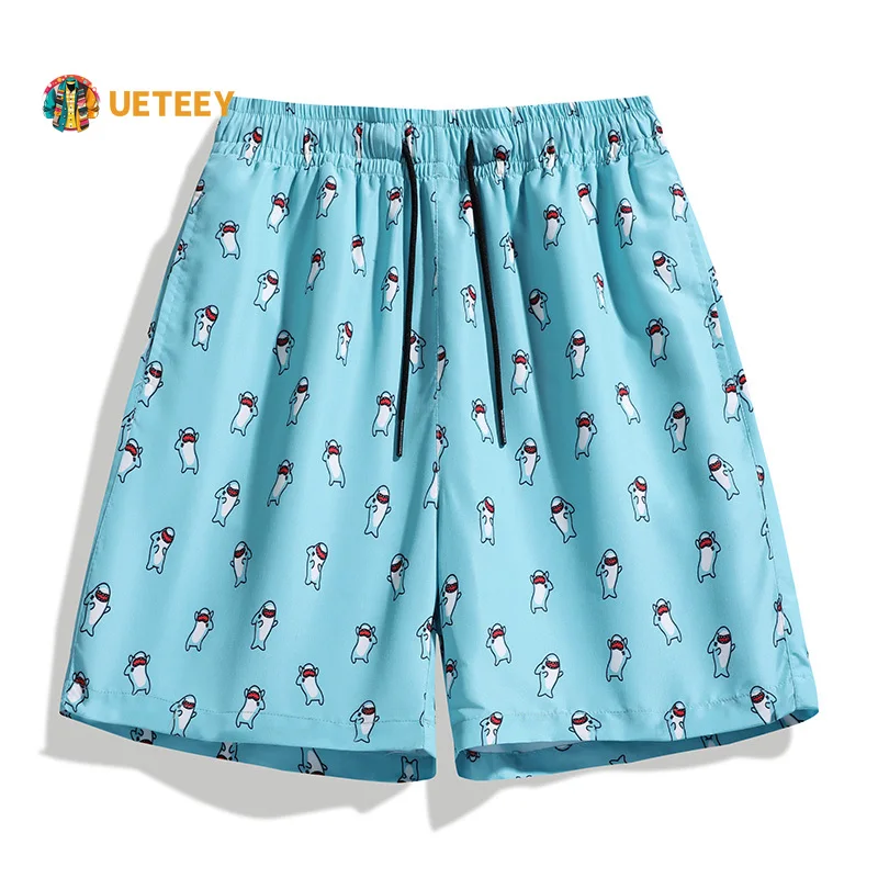 

Summer Hot Board Casual Shorts for Men Cartoon Pattern Hawaii Vacations Swim Surfing Beach Shorts Male High Street Men Clothing