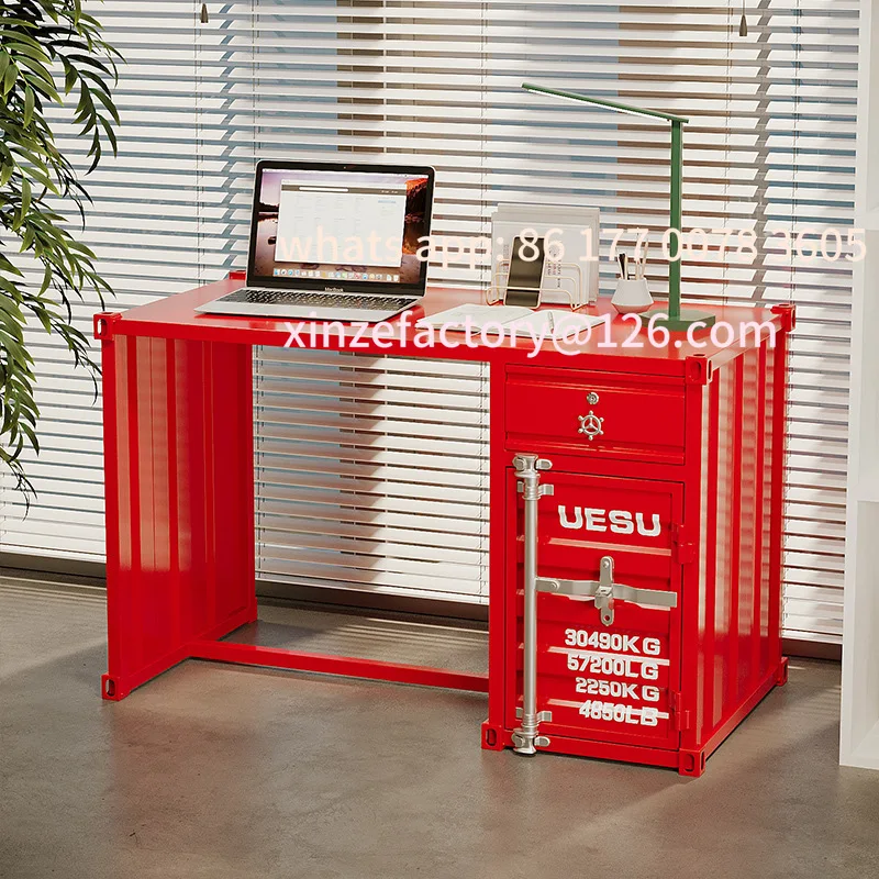 

Customizable industrial wind wrought iron computer desk creative old home desk loft storage