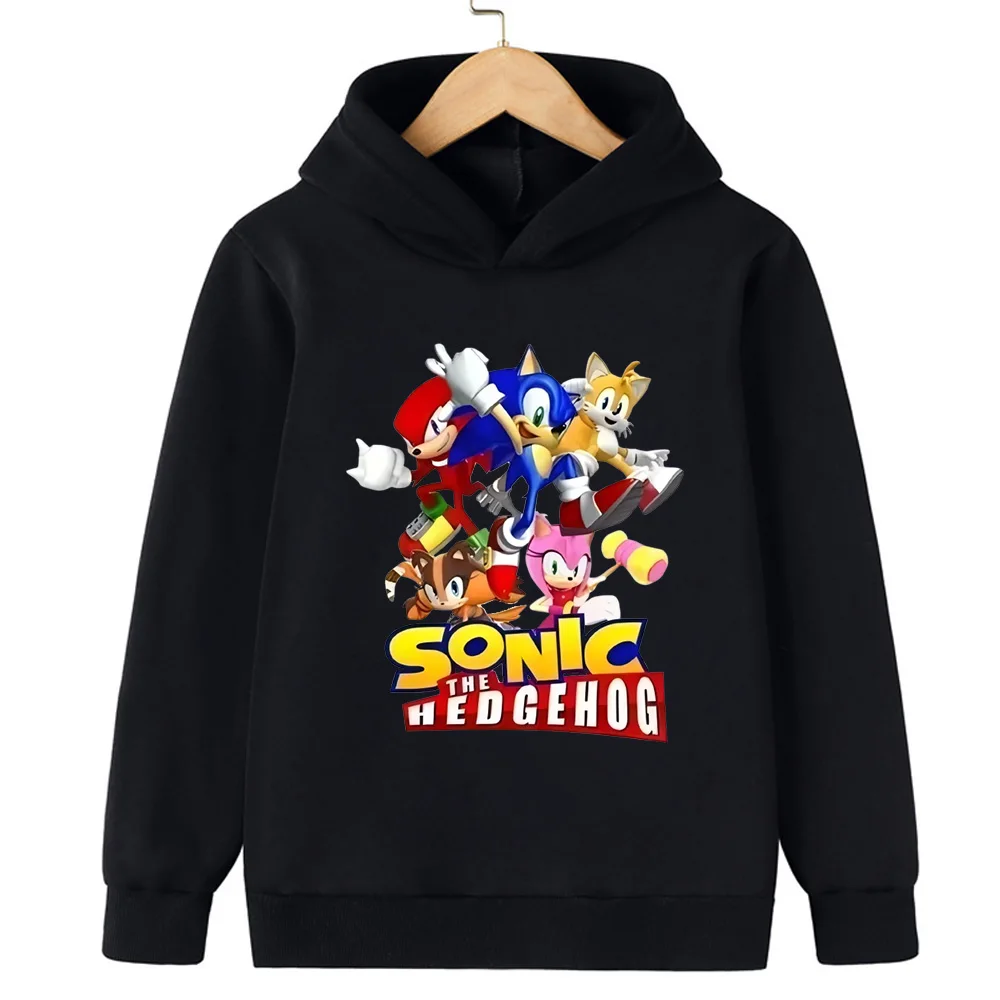 Style tendance ludique! Sweat à capuche imprimé Sonic Full Character Collection pour enfants
