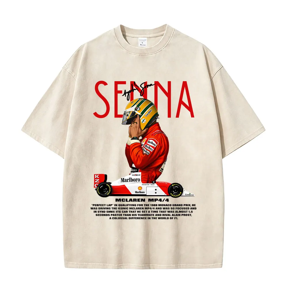 

Washed Vintage Brazilian Ayrton Senna Graphic T-shirt Men Women Casual Cotton T Shirt Men's Fashion Oversized T-shirts Fans Gift