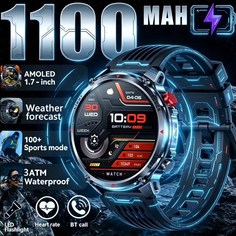 

New T-Rex3 Ultra 1100mAh Battery Smart Watch GPS Track Compass IP69K Waterproof Sports tracker Outdoors Military Smartwatches
