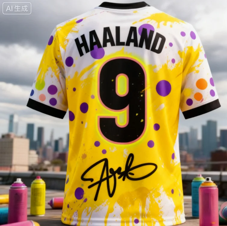خريف جديد الرجال الرياضة والترفيه فريق كرة القدم هاالاند AI ثلاثية الأبعاد مطبوعة التجفيف السريع الفتيان والنساء تي شيرت Y2K نمط #3