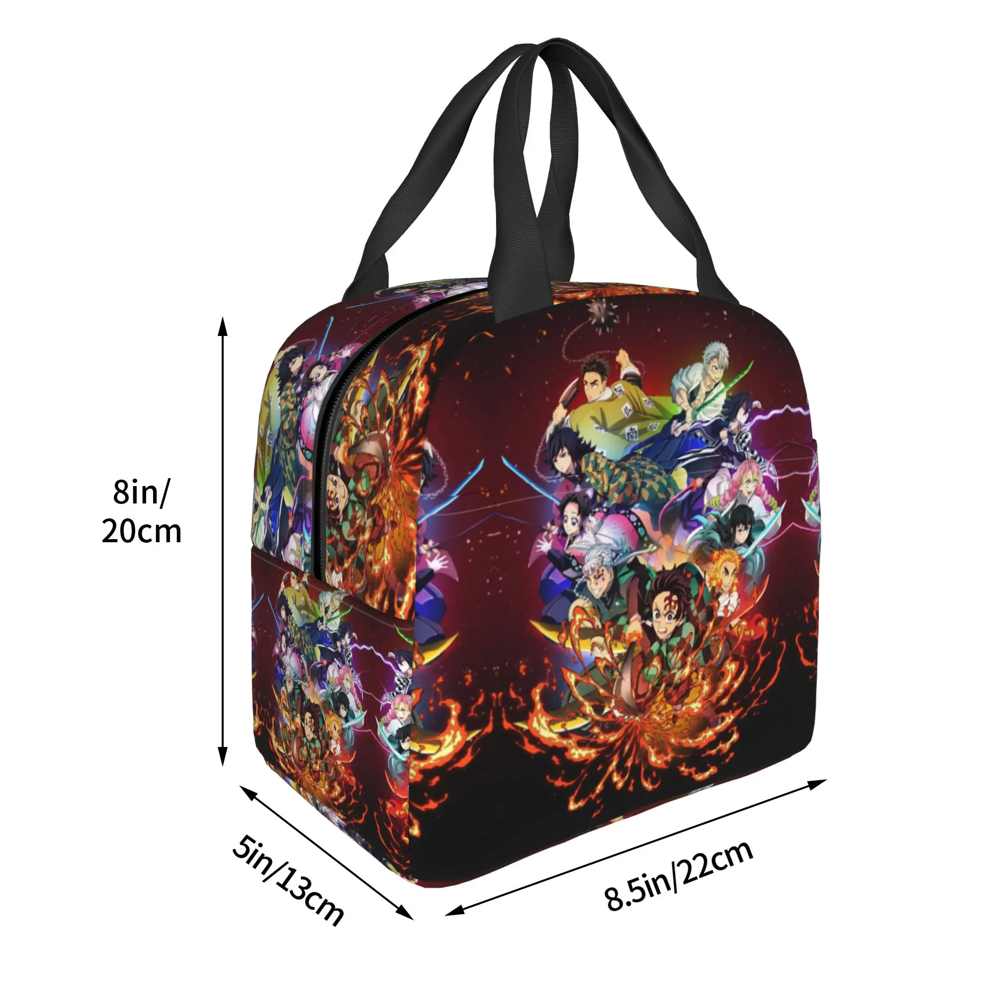 Custom Demon Slayers Portable Lunch Boxes Unisex Waterproof Manga Cooler Thermal Food Insulated Lunch Bag Office Work view 3
