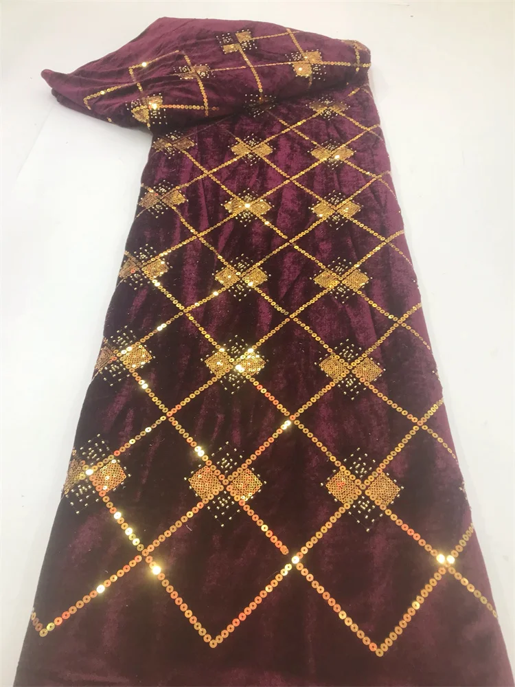 Swiss Lace Fabric High Quality 2025 African Velvet Sequence Fabric Embroidery 3D Sequins Net Lace Fabric 5 Yards For Party Dress