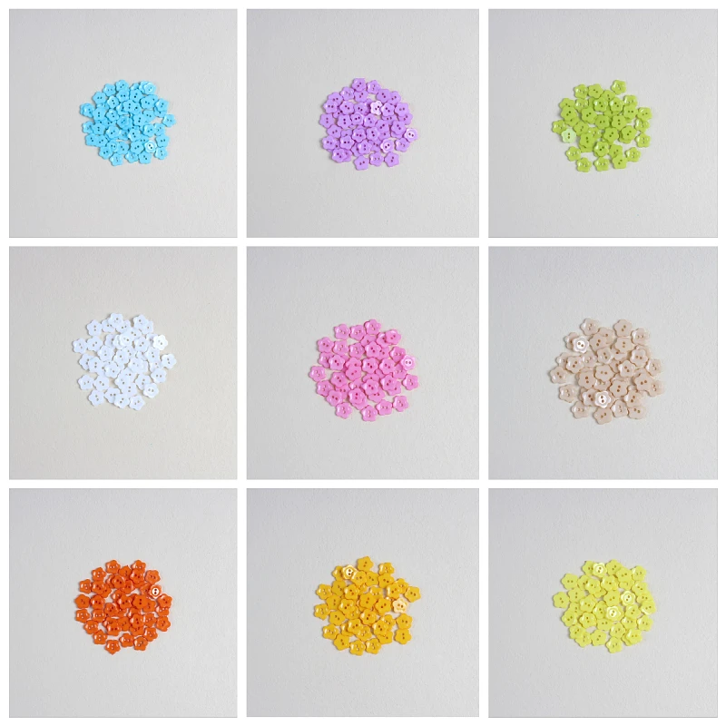 50PCS/Lot 12mm Plastic Flower Buttons Mix Colors DIY Scrapbooking Cartoon Buttons Children\'s Garment Clothing Sewing Notions