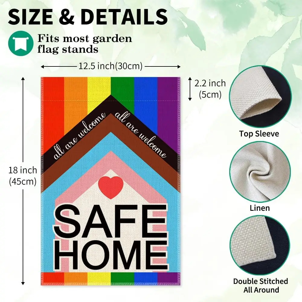 All Are Welcome Garden Flag, Double Sided Farmhouse Lawn Outdoor Decor Yard Flags, Inclusive Equality Diversity Flag, LGBTQ  hhz