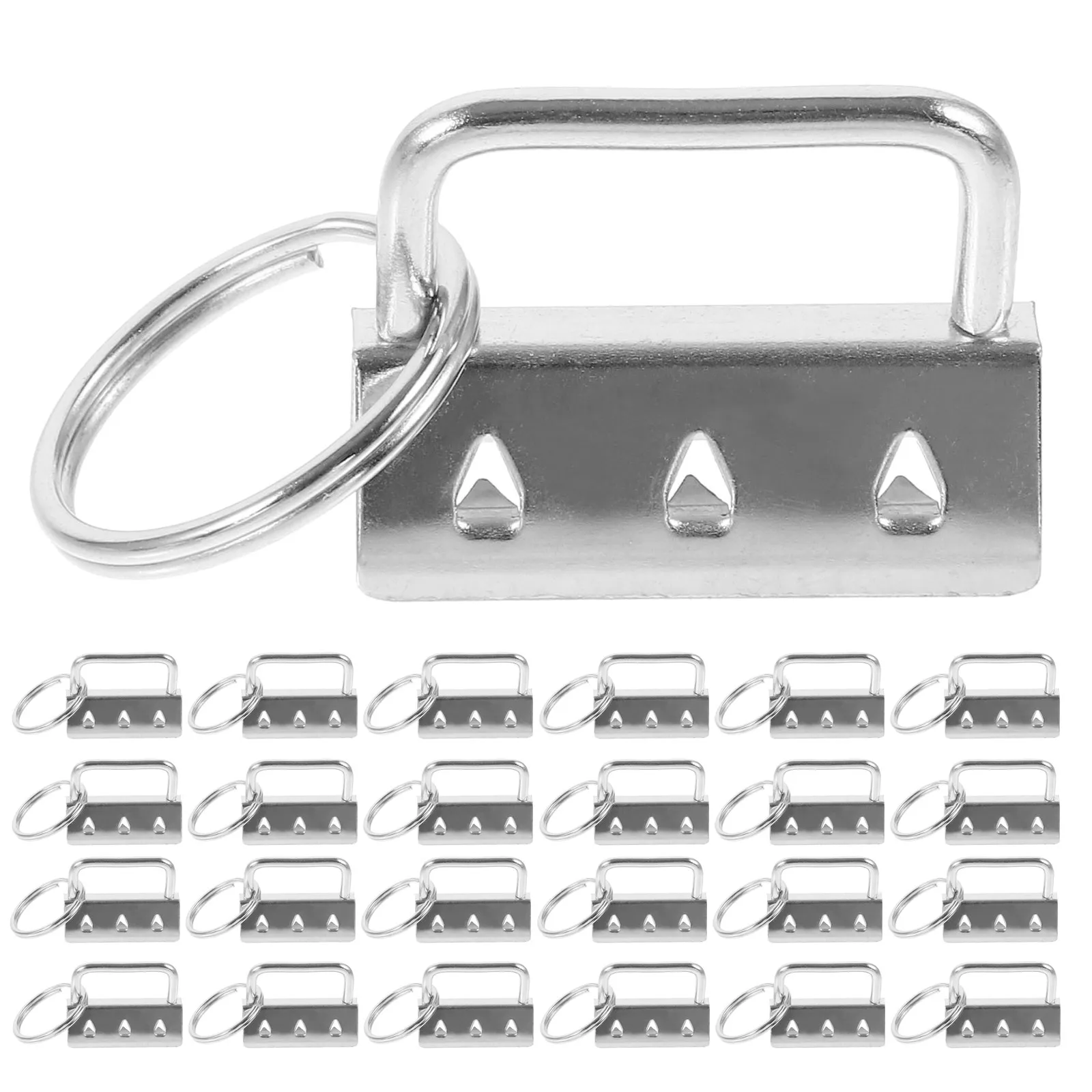 30Pcs Hardware Keychain Making Set Key Fob Repair Kit Strap End Fastener Clasps Metal Webbing Clips for Wristlet Lanyard Bag