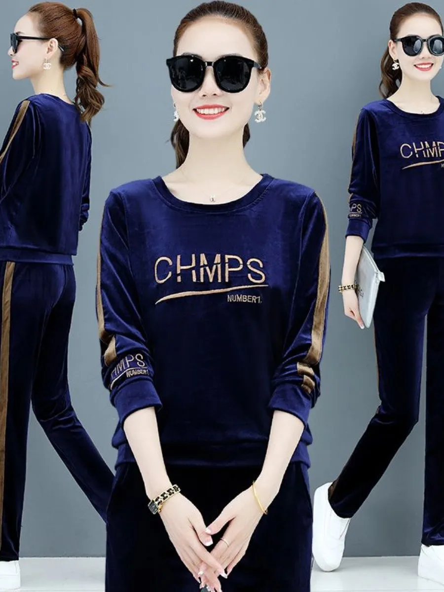 gold-velvet-sportswear-set-for-women-spring-autumn-new-sle-small-size-mommy-clothes-two-piece-suit-casual-sportswear