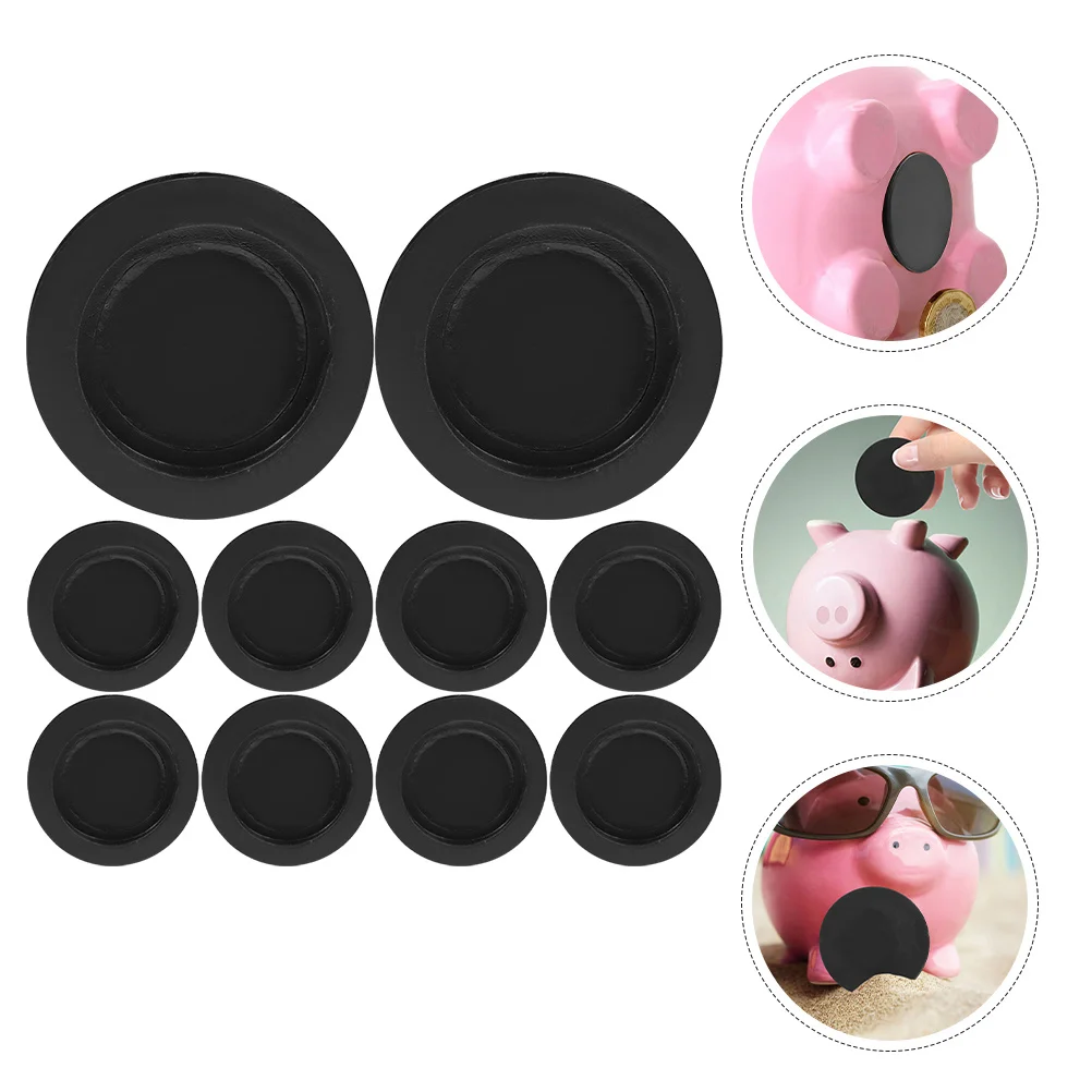 

10pcs Round Rubber Plug For Piggy Bank Replacement Stopper Money Box Cap Reusable Easy Install Assorted Sizes Black Home