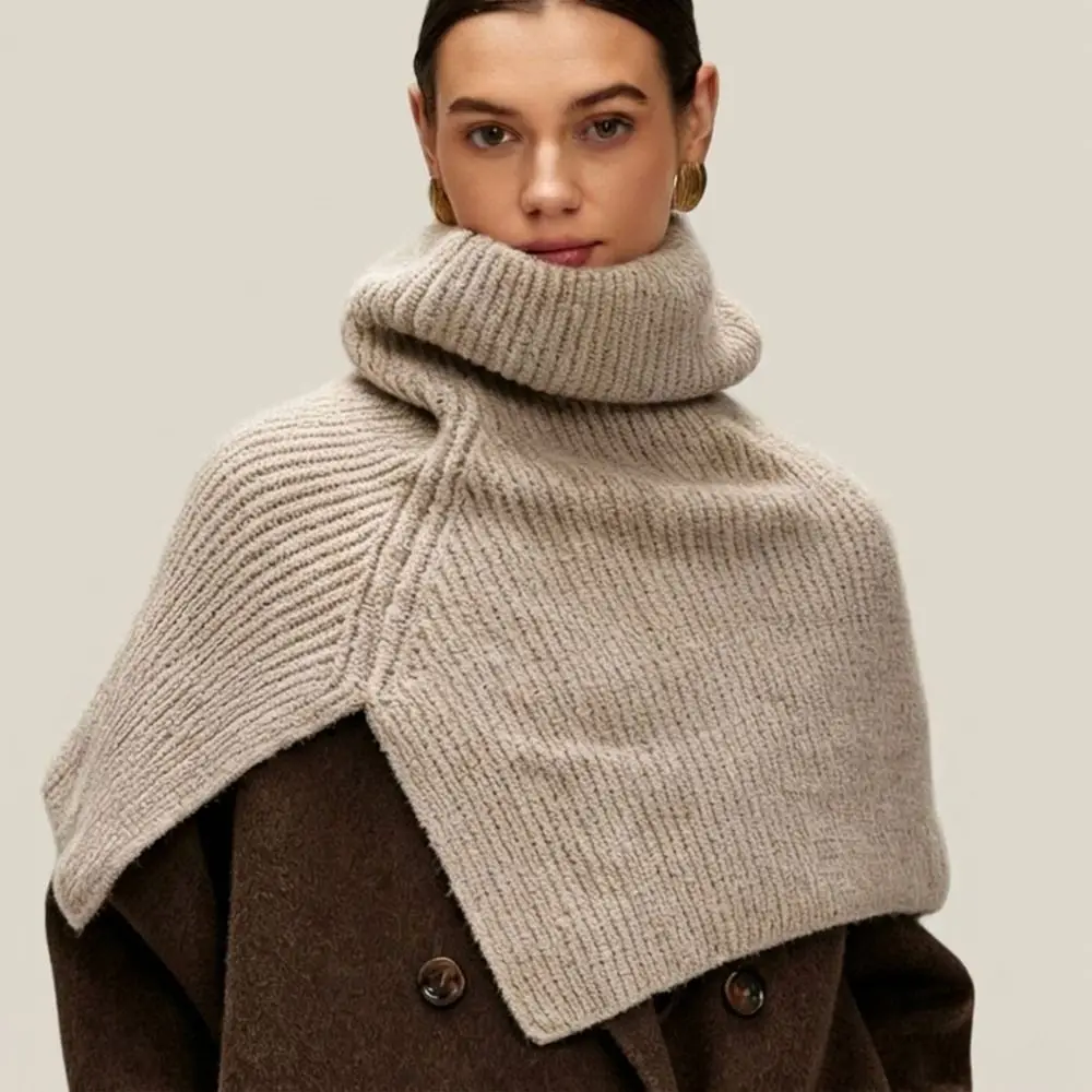 Einfacher Rollkragen-Strickpullover, warmer Damen-Umhang, dicker Damen-Winterschal, Studentenmodell – Detail 6