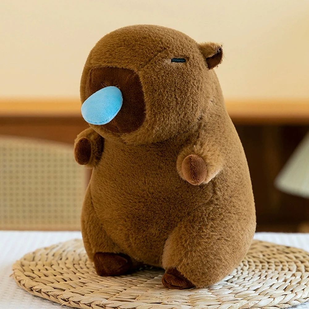 Lindo capibara de peluche de juguete kawaii lindo capibara con bolsa de tortuga gorro de fresa animales de peluche regalo para niños decoración del hogar