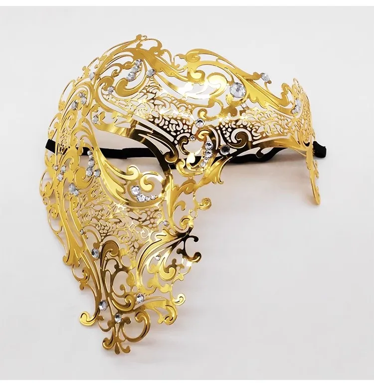 Metal Diamond Embellished Makeup Ball Mask, Venetian High-End Fun Dressing Performance Iron Mask