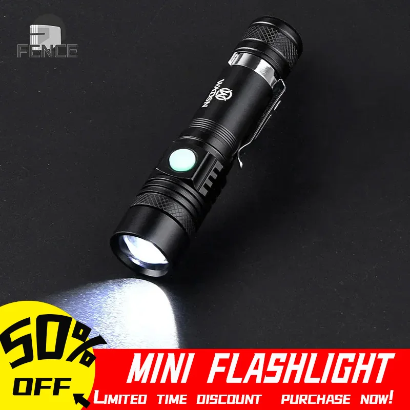 WADSN  High Lumens  Usb Rechargeable Strong Light Variable Focus with Floodlight  Mini Flashlight  For Camping Outdoor Emergency