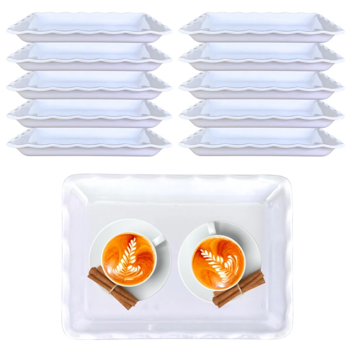 10 Trays Melamine Travessa Serve Snacks Coffee 24x17cm