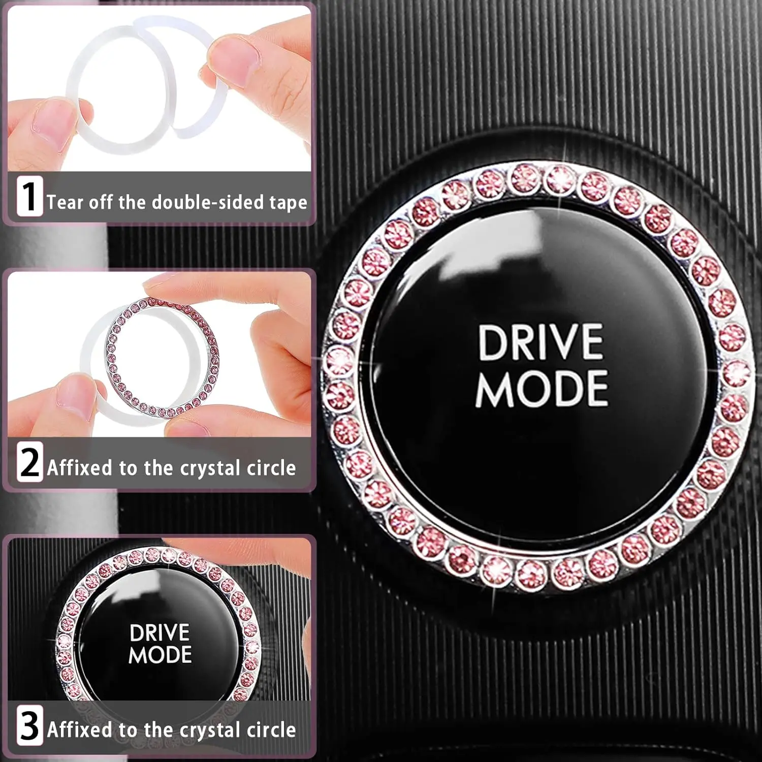 10 pieces of pink leather steering wheel cover - with seat belt cushion, cup holder, flashing button