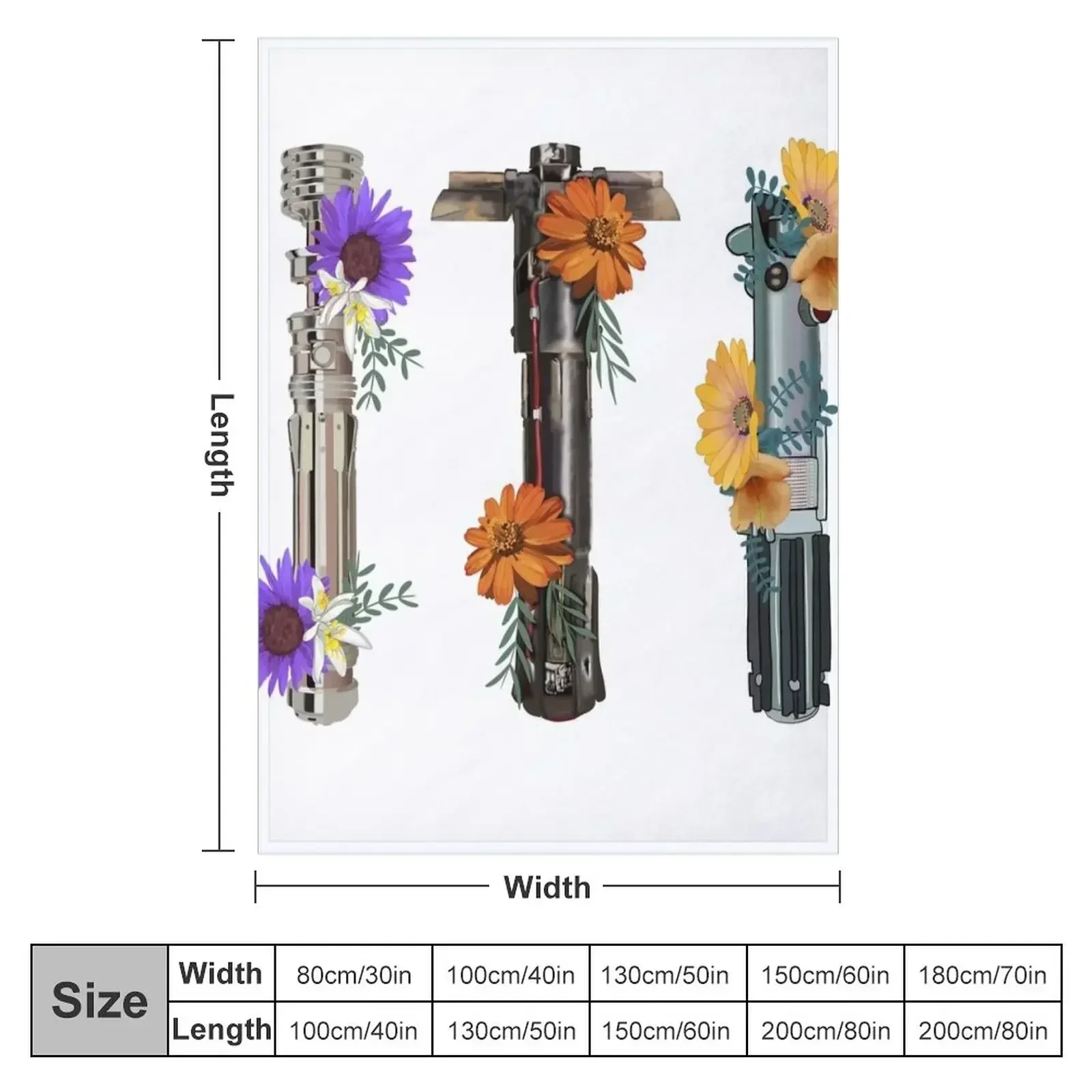 Lightsaber flower collection Throw Blanket couch cozy soft plush fuzzy picnic outdoor blanket
