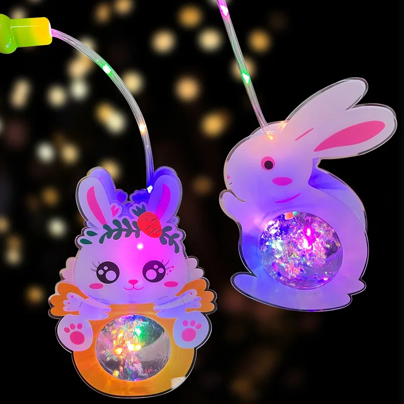 New Cartoon Flash Handheld Star Ball Lantern LED Light Toys Cute Bunny Flamingo Handheld Lantern Light-emitting Toys