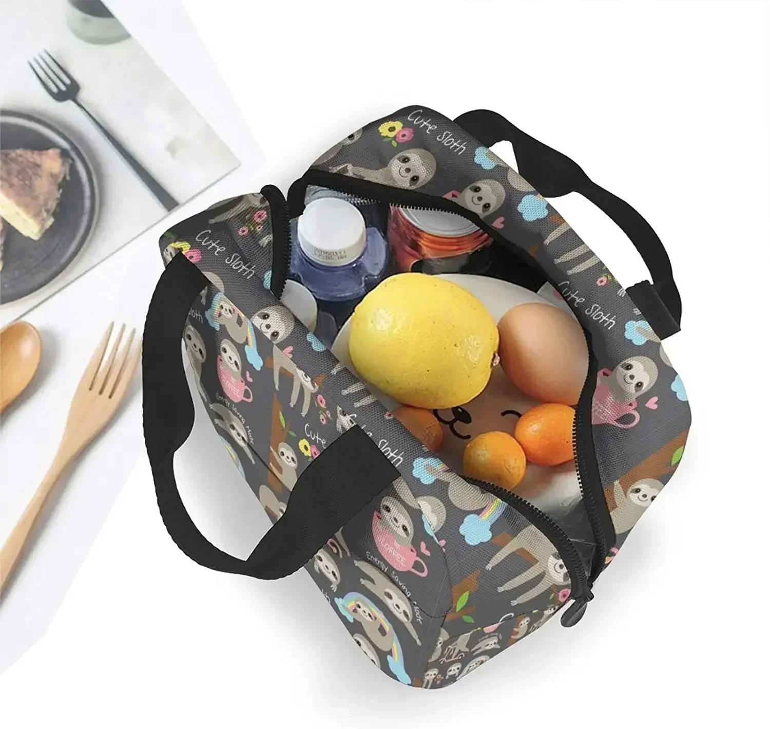 Schattige Luiaard Geïsoleerde Lunch Tassen Herbruikbare Lunchbox Koeltas Voor Vrouwen Mannen Werk Buiten Picknick