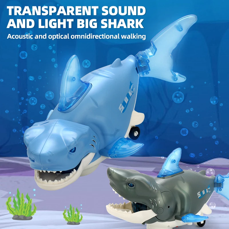 Electric Multi-directional Swaying Shark Color-changing Music Light Artificial Animal Toy Electronic Pets Toys for Boys Gifts