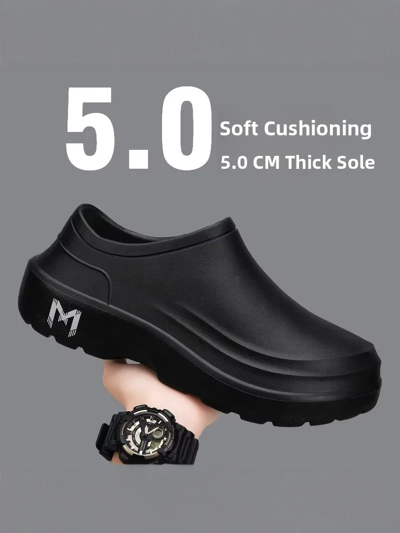 

Men's Chef Shoes 2026 New Spring Anti-slip Waterproof Kitchen Black Labor Protection Thick Bottom Work Shoes Casual Outdoor