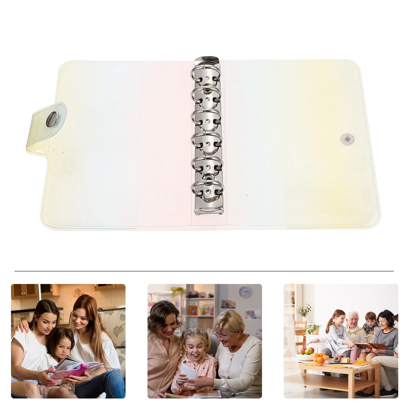 غطاء غلاف قوس قزح لـ A7 دفتر ملاحظات ذو أوراق فضفاضة حافظة مجلة من مادة PVC الشفافة المحمولة مخطط حامي مجلد القصاصات #2