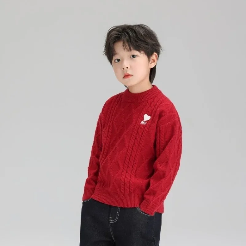 

Boys' Christmas Knitwear Red Autumn Winter New Year Traditional Outfit Toddler To Big Kids Festive Holiday Sweater Angora Red