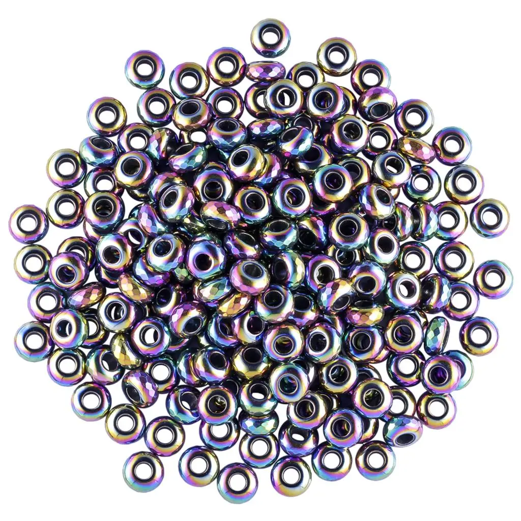 10pcs Magnet Stone Plated Rainbow Faceted Big Hole Beads For Making Charms European Bracelet Jewelry Accessory 14x7mm