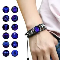 Bracelet Men Women Gifts Pulseras Hombre 12 Constellation Zodiac Sign Charm Luminous Bracelets Браслет Мужской Vintage Bangle