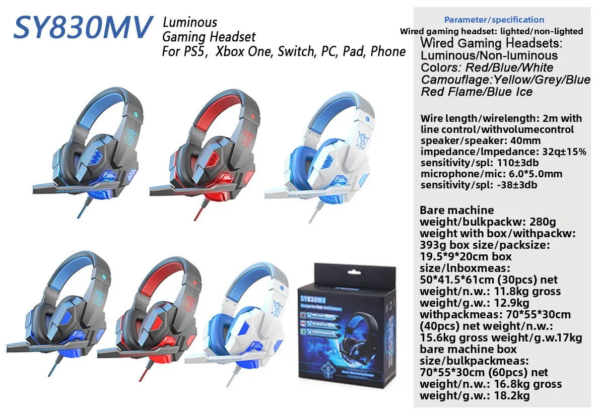 Gaming Headset Wired Over-Ear Gaming Headphones with Active Noise Cancellation 2.2m Cord for Laptops-Factory Wholesale