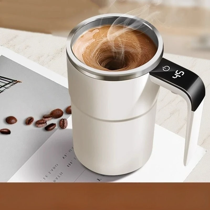 

380ML USB Rechargeable Portable Automatic Stirring Cup With Digital Display Waterproof Stainless Mixer Magnetic Stirring Mugs