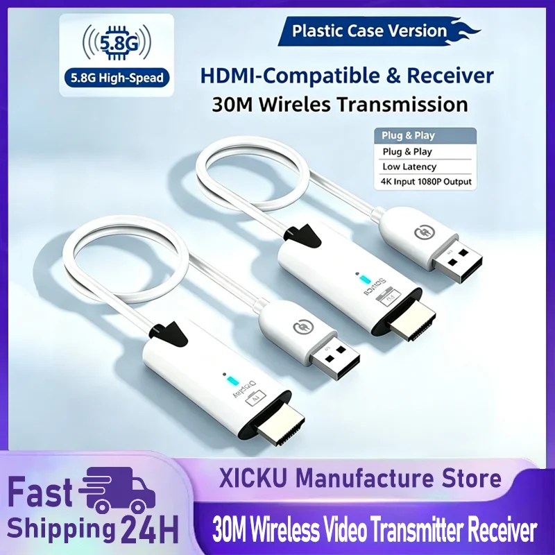 

5.8G 1080P 30M Wireless HDMI-Compatible Extender Transmitter Receiver Plug&Play Display Dongle Audio Video For TV Box Monitor PC