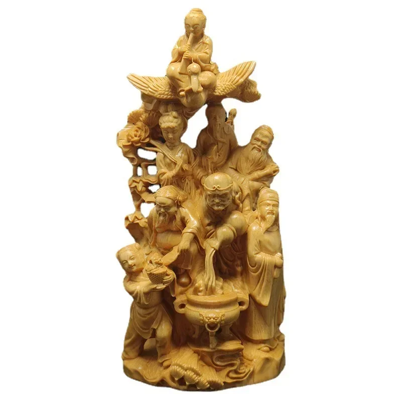 

wooden TV Characters Eight Immortals Crossing the Sea ornament Thuja wood hand-carved Home living room decoration idol