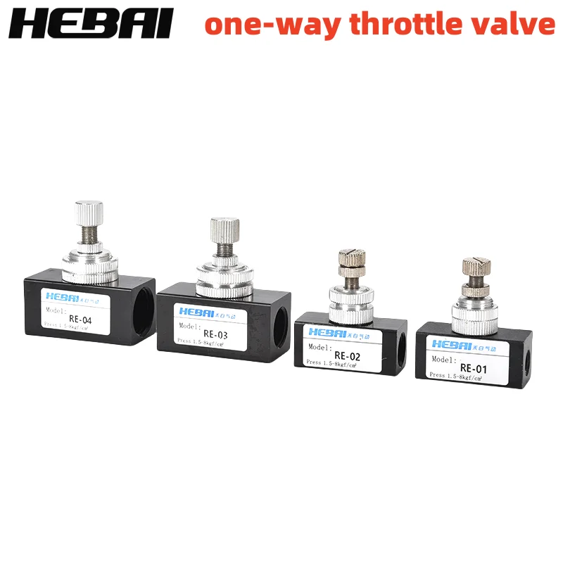 HEBAI RE01 02 03 04 Pneumatic Speed Regulating Valve Flow Control Valve One-way Throttle Valve
