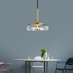Modern Glass Pendant Lamps LED Bowl Nordic Lighting Luminaries Hanging Lights Dining Bedroom Decoration Indoor Kitchen Fixture