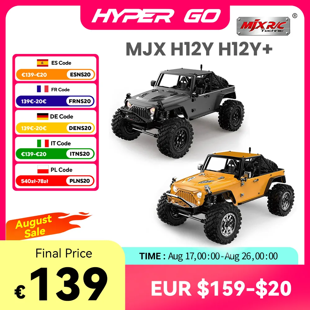 MJX H12Y H12Y+ 1/12 RC Auto HYPER GO Bürstenlosen FOC 4WD 2,4G Fernbedienung Klettern Off Road RC Crawler
