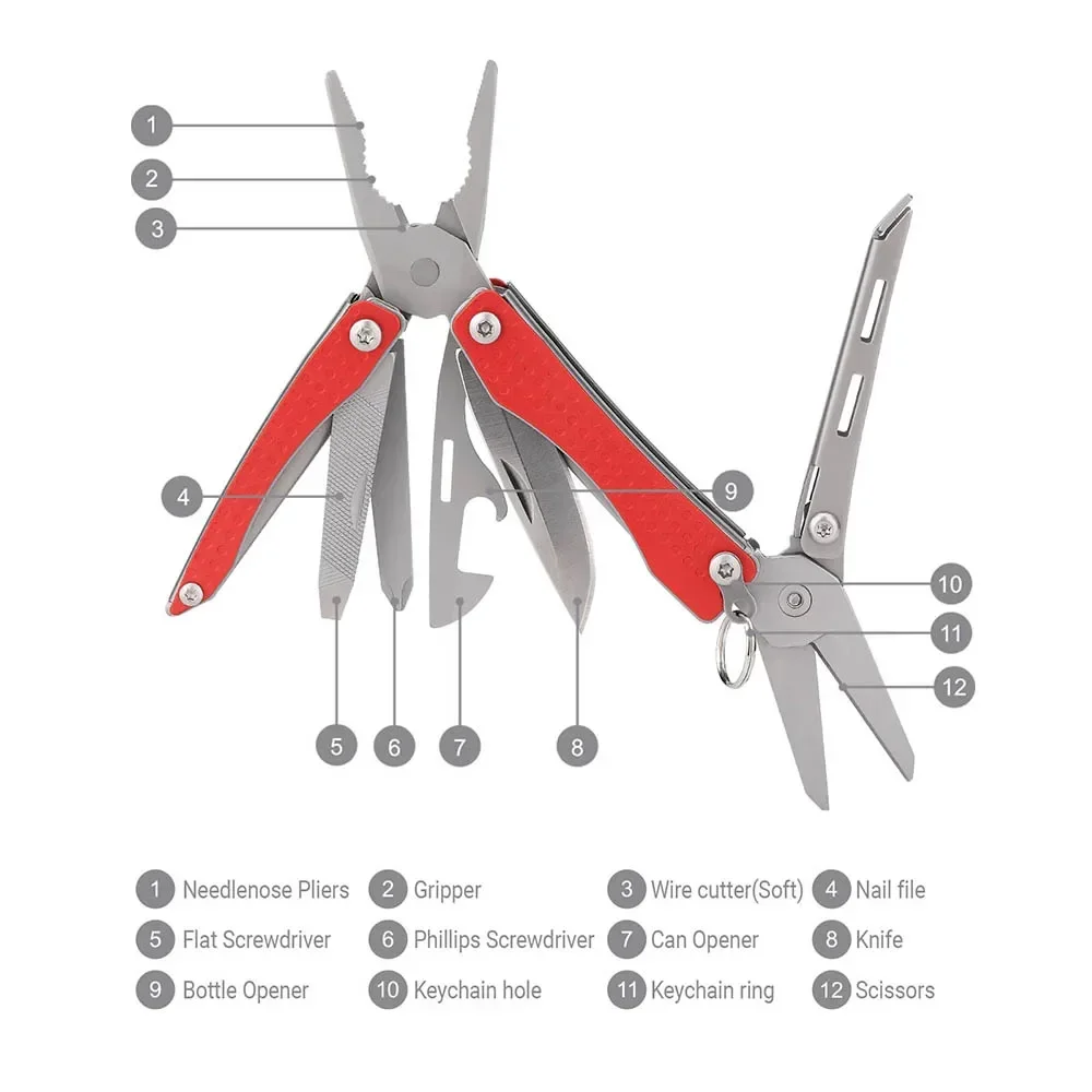 Bâle Tool-Mini Tournevis Pliant Multifonctionnel, Pince Ouvre-Bouteille, Extérieur, Flagship, Rouge, Vert, Outil à Main EDC, 10 en 1