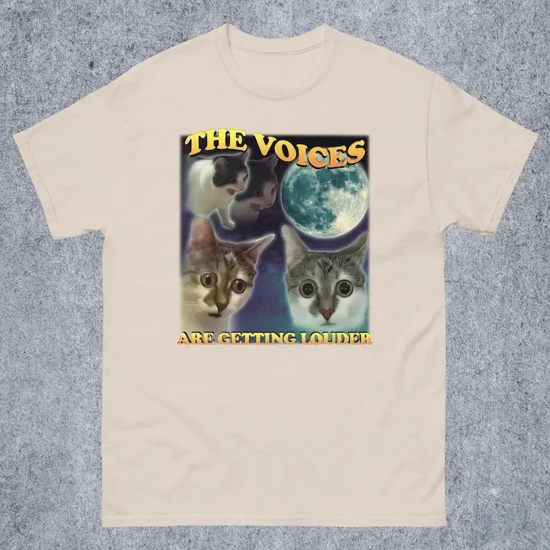 90s Vintage Retro Three Cats Moon Dank Meme Tee Shirt Gift for Woman and Man, Unhinged Clothes, Stupid Gifts, Cringe Shirts, Mem