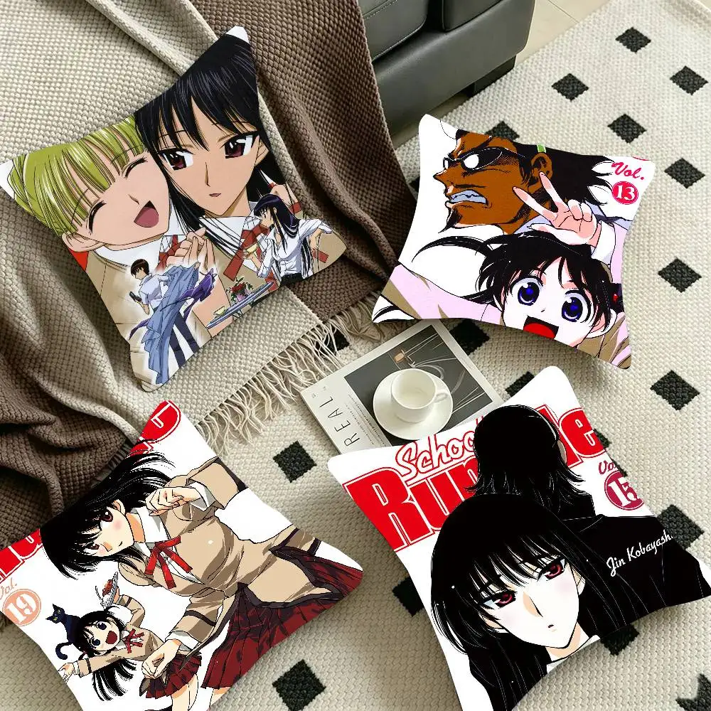 School R-Rumble Anime Pillow Case Fashion Square Pillowcase Bedroom Sofa Room Ins Decoration Leisure