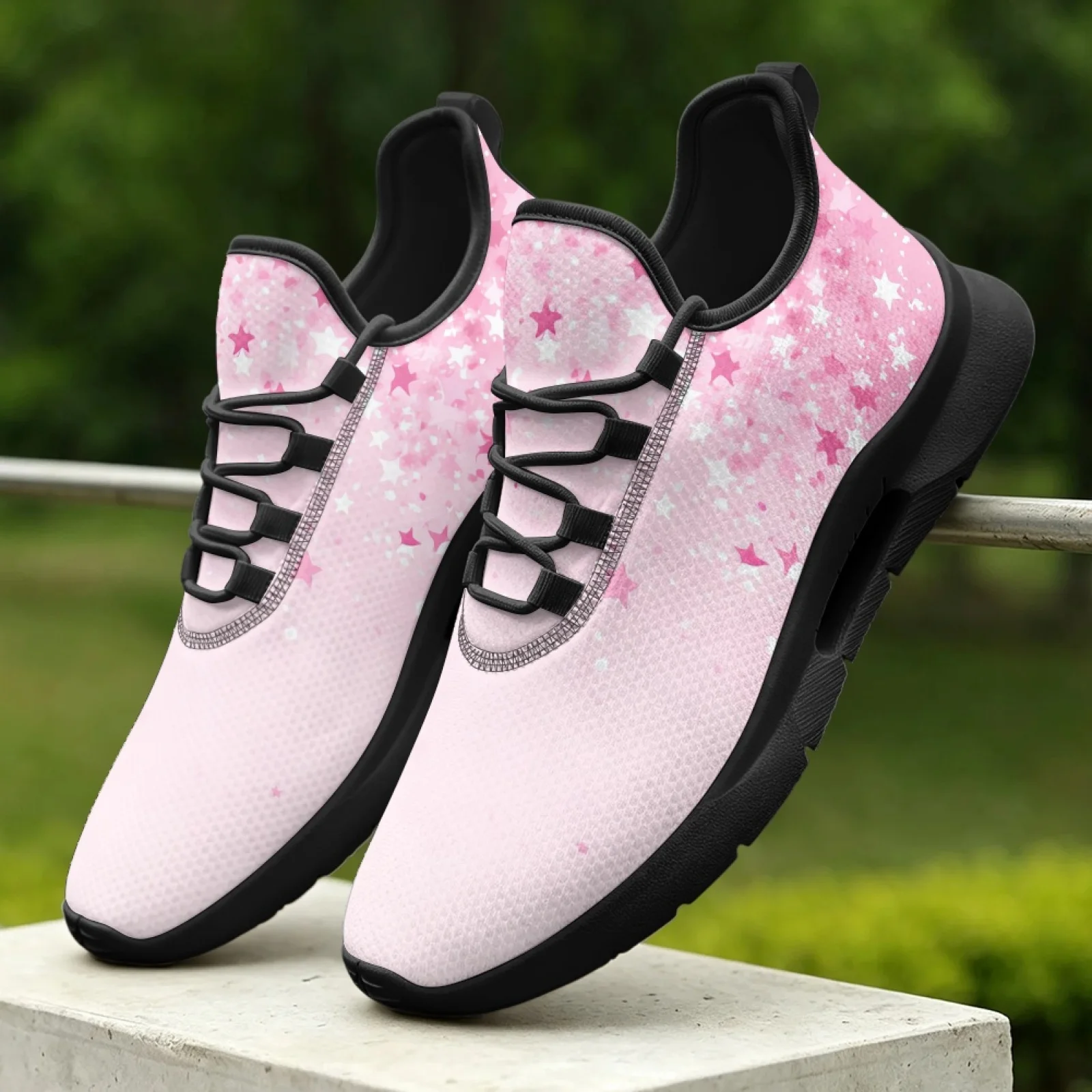 XIXIRIMIDO Lace-up Casual Shoes Mens Sneakers Comfortable Mesh Breathable Walking Shoes Women's Lightweight Sneaker Shining Star