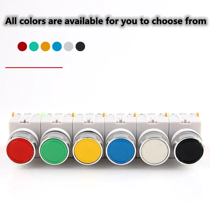 22mm LAY37 Y090 Mushroom Head Emergency Stop RotationReset Self Lock Push Button Switches Red Blue Green 1NO 1NC 10A250VAC