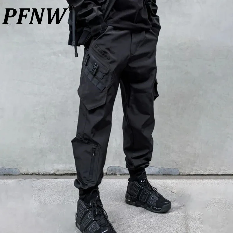 PFNW Autumn Spring Niche Design Style Overalls Men's Fashion Loose Casual Cargo Pants Tide Chic Darkwear Trousers 12A5579