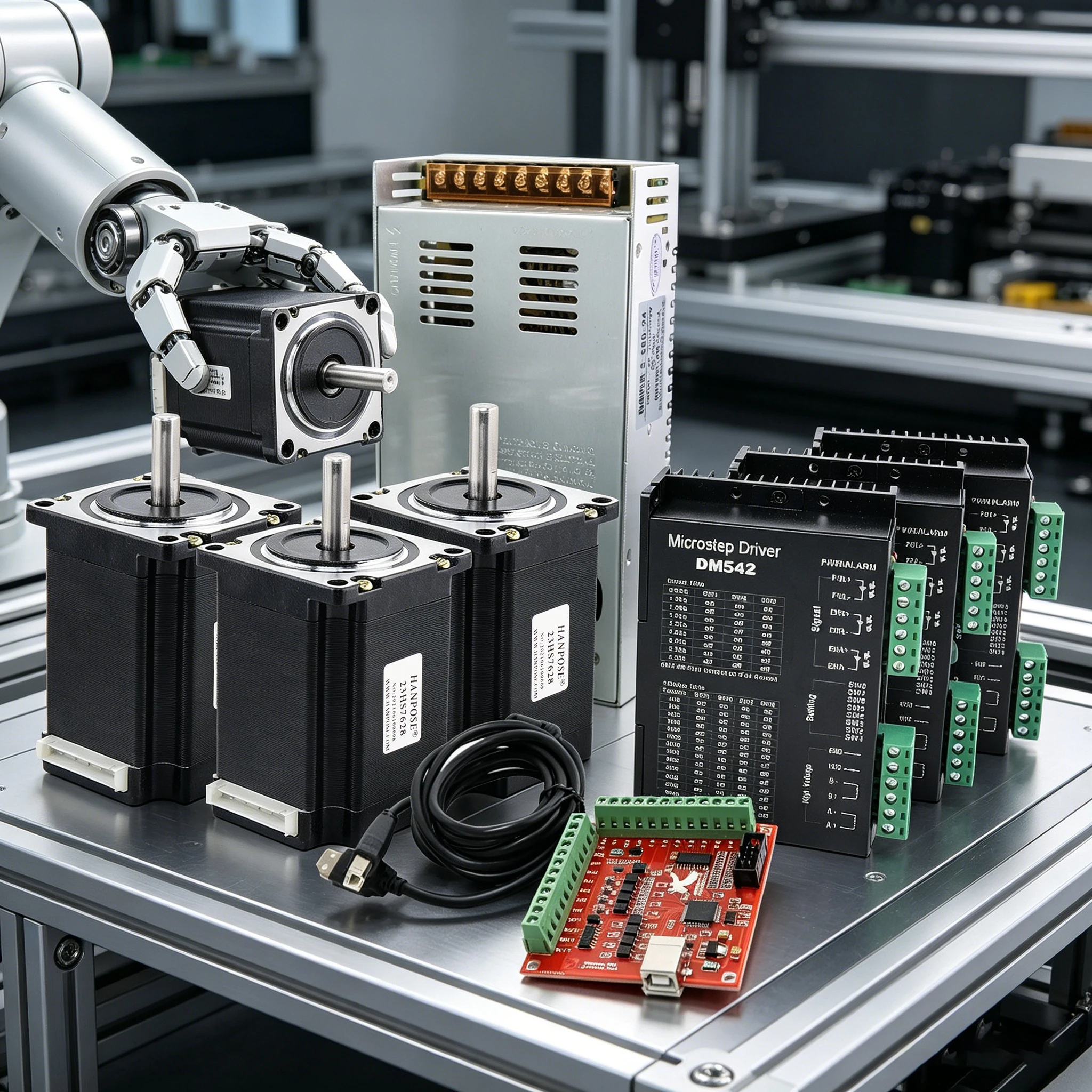 4 Axis Nema23 Stepper Motor Kit 23HS11240 3.0N.m 4A TB6600 Driver USB MACH3 Controller 350W Power Supply For CNC Router Engravin