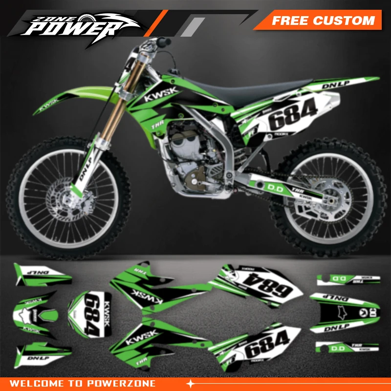 Powerzone Custom Motorcycle Graphics Decals Sticker for Kawasaki KXF250 KX250F KXF 250 2004 2005 - view 2