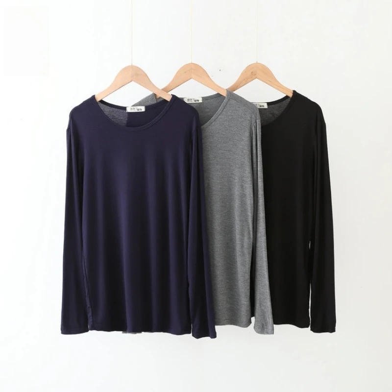 

Мужская пижама из модала с длинным рукавом, однотонная, для дома, для студентов, мягкая, удобная, для сна, весенняя одежда