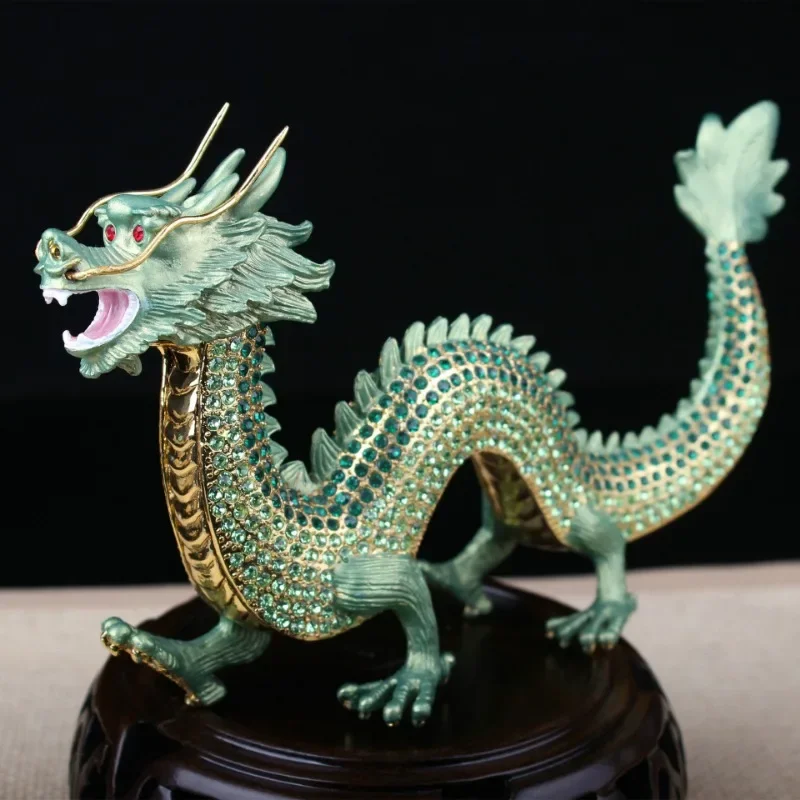 

Enamel Color Chinese Dragon Hand-painted with Diamonds Home and Office Decoration Gifts New Chinese Decorative Gifts